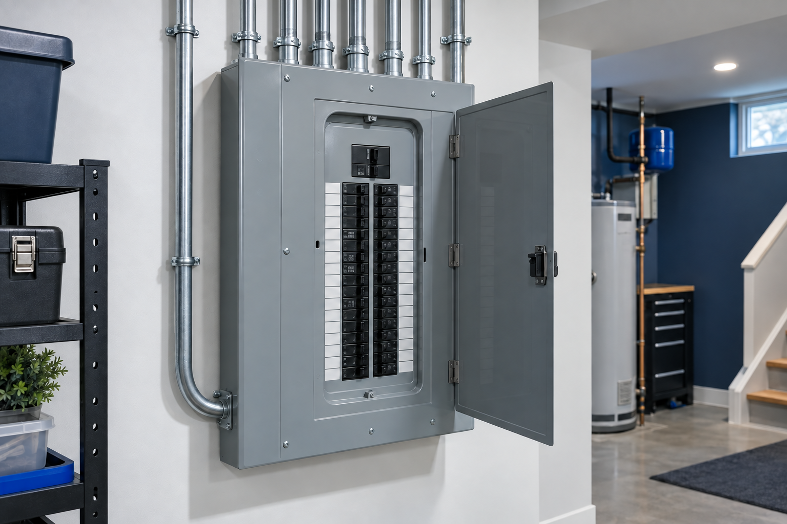 Example of a clean modern residential electrical panel installation